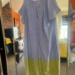 Anthropologie Blue and Green Midi Dress